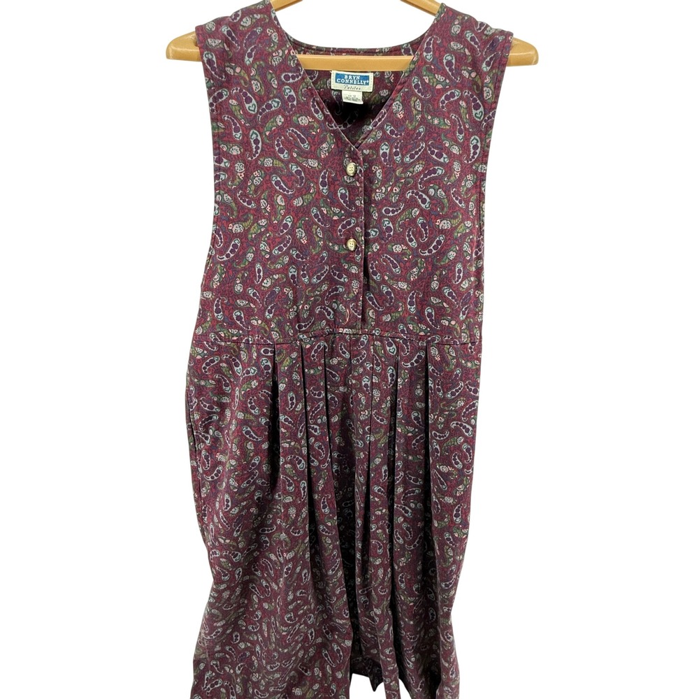 Vintage Bryn Connelly Petite Dress Sleeveless‎ Paisley Print Casual Size 12